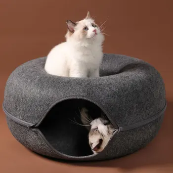 Mačka Jama Okrogle volne klobučevine cama par gato Pozimi Udobno Zimsko Hišnih Kuža, Psarna jjeza postelja za mačke