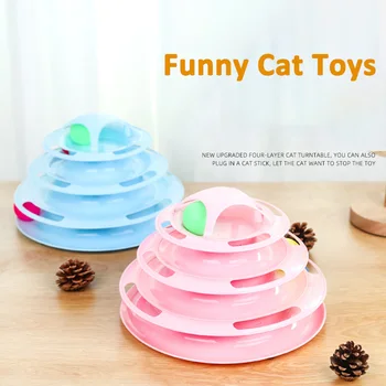 Mucek Treh Ravneh Hišnih Mačk Igrača Usposabljanje Zabaviščni Plošča Plastični Stolp Skladbe Disk Žogo Usposabljanje Zabaviščni Ploščo Kitty Cat Igrača