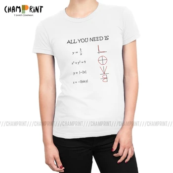 Vse, kar Potrebujete, Je Ljubezen Matematika majica s kratkimi rokavi Ženske Humor, Bombaž Majica Modi Kratek Rokav Vrhovi Tees Ženska Oblačila Plus Velikost