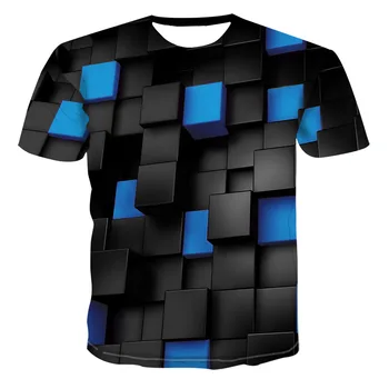 Velikosti Moški T-Shirt 2020 Poletje Geometrijske Krog 3D Tiskanih Vrh Tees Modni O--Vratu Kratek Rokav Priložnostne Svoboden Moške Srajce