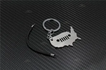 Iz nerjavečega Jekla, obesek za ključe, ki so Primerni za Jeep Wrangler Glavni ZDA Zemljevid key ring verige vrečko obesek