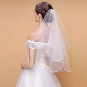 1,5 m Čipke Dolgo Nevesta Poročni Veil Poroko Gaza Belo Obleko za Nevesta Poroke, Poročni Dodatki