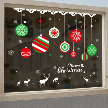 2021 Elk žogo Božično dekoracijo sten nakupovalno središče družine steklo za Božič Novo Leto dekoracijo nalepke