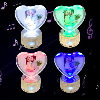 Po meri Barvna Fotografija Noč Svetlobe Osebnih DIY Kristalno Bluetooth Glasbeni Zvočnik Znanja Vrtljivi Zaslon Doma Dekor Ljubimec Darilo