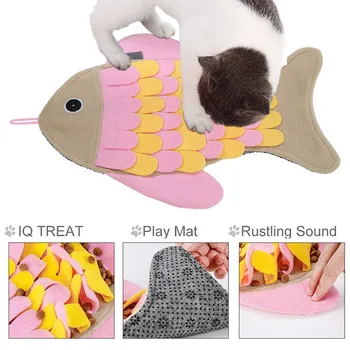 Cat Puzzle Igrače Ribe Oblikovan za Hišne živali Snuffle Mat IQ Usposabljanje Pad Interaktivni Vir Igra Mačke Non-slip Odejo Stroj
