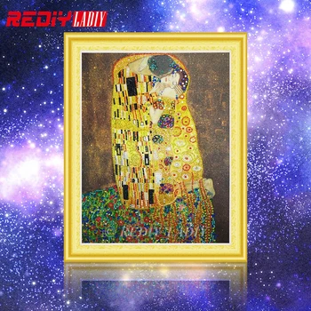 Posebno Oblikovan Diamond Slikarstvo Poljubljanje Ljubezen DIY Diamond Vezenje Sije Krog Diamond Mozaik Sliko Okrasnih 50x40cm