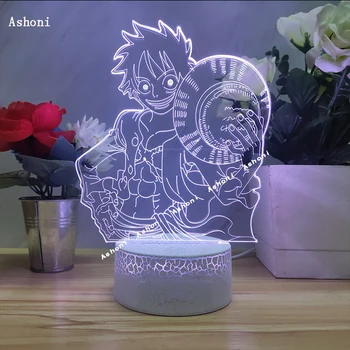 Anime ENEM KOSU Monkey D. Luffy Slika 3D Svetilke namizne Svetilke, USB Kabel Noč Svetlobe 7 se Spremeni barva Dotik Znanja Lučka Otroci Darilo