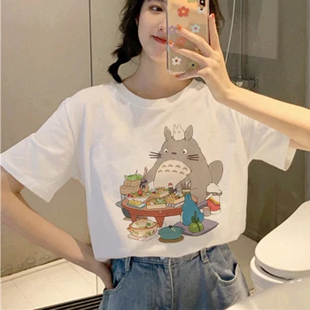 Totoro Studio Ghibli Srčkan Majica s kratkimi rokavi Ženske Harajuku Ullzang Majica Fashion 90. letih Anime T-shirt Kawaii Risanka Tshirt Vrh Tee Ženski