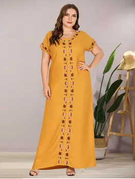 Novih tam kaftan Abaya Muslimanske Ženske Dolga Obleka Vezenje Maxi Svoboden priložnostne Obleke Haljo Jilbab