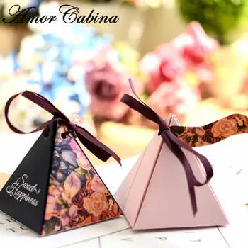 50pcs Double-sided (obojestransko), bonboniera romantično poroko bonboniera cvet poročni dekoracijo, kot darilo polje gost darilo vrečko čokolade