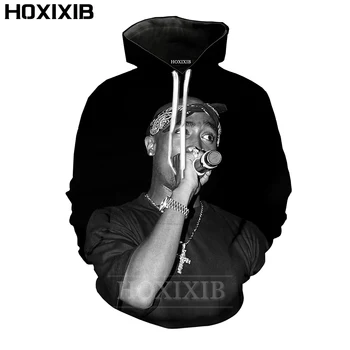 HOXIXIB 2Pac Hoodies Jeseni 3D Tiskanja Rapper Tupac Puloverju Moških, ki so Hoody Igralec Dolgimi Rokavi Ženske Hooded Harajuku Počitnice Ulične