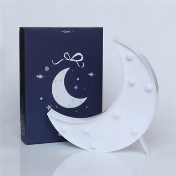 Dekorativni LED Crescent Moon Nadstrešek Znak 4 Barv, na Voljo Lunar LED Baterije Nočne Luči Vrtec Noč Lučka DARILO za Otroke