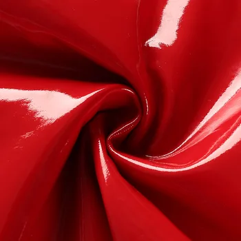 Ženske Sijajni Rdeče Usnje Prsi Zavijanje Z Zadrgo Strani PVC Režejo Usnje Miniskirt Seksi Ultra-tanek Perilo Set Za Ženske
