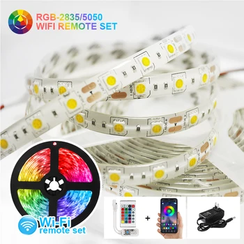 WIFI Krmilnik LED Trakovi, RGB Svetlobe 5050/2835 Prilagodljiv Trak Fita RGB Led Luči vodoodporni Trak Diod 20M15M10M5M DC 12V IP65