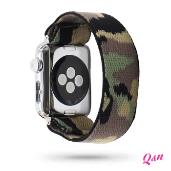 Šport Gledam Band Maskirnim tiskanja Apple Watch Bnad Visoke Kakovosti Elastičnega Najlon Pleten Trak 38/40 mm 42/44 mm Debelo