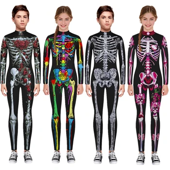 Nova Halloween Scary Cosplay Kostumi za Otroke Okostje Bodysuit Hudič Vampir Carnival Party Obleka Lobanje Obleko Jumpsuit