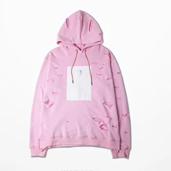 Vroče prodaje mens hip hop roza hoodies zgornji del trenirke moški z luknjo hoodies moški modni pozimi moški ulične nov prihod