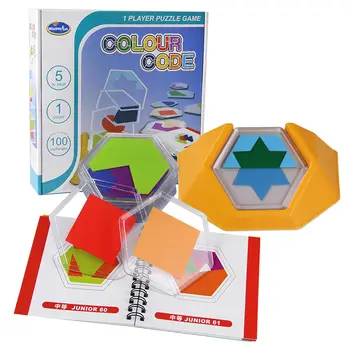 100 Izziv Logiko igre Krovu Barvne Kode, Puzzle Igre Tangram 4 Plasti Igrače za Otroke Razvoj Prostorskih Sklepanja Spretnosti