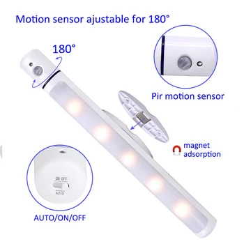 Senzor gibanja, Lahka, 10 LED Baterija Upravlja Brezžični Noč lahki Prenosni Omaro Luči za Kabinet, Hodnik Stopnišče
