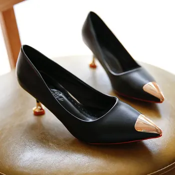 2020 Ženske srčkan pu usnje urad visoke pete lady priložnostne zdrs na črpalke ženski kul black visoke pete, čevlji zapatos de mujer 6.5 cm