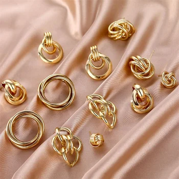 FNIO Moda Vintage Uhani Za Ženske Big Geometrijske Izjavo Zlato Kovin, Spusti Uhani 2020 Trendy Earings Nakit Dodatki