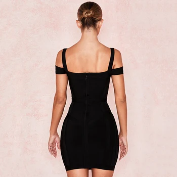2020 Jeseni Nova ženska Moda in Ženske Seksi Barva Črna Mini Povoj Obleko Bodycon Klub Stranka Obleko Vestidos