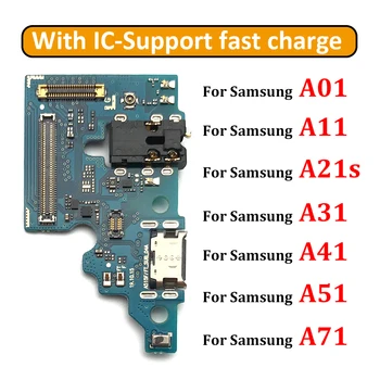 10Pcs Polnilnik Odbor PCB Flex Za Samsung Galaxy A01 A11 A21S A31 A41 A51 A71 A70s Vrata USB Priključek Dock Polnjenje Ploski Kabel