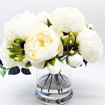 Umetni Šopek rož Svile Peony Šopek valentinovo, Darila DIY Doma Poročno Dekoracijo Ponaredek Cvetje Flores Artificiales