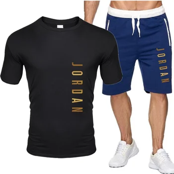 2020 Poletje Vroče Prodaje, za Moške Določa T Majice, hlače Dveh Kosov Določa Priložnostne Trenirko nov Moški Priložnostne Tshirt Fitnes hlače moški Set