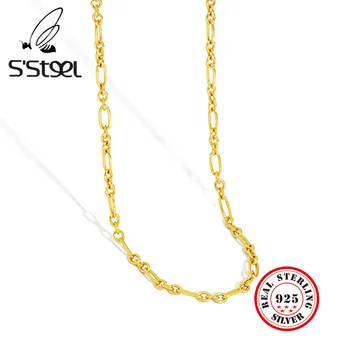 S'STEEL korejski Ogrlice 925 Sterling Silver Za Ženske Minimalističen Verigo Zlato Ogrlico Cadena De Plata 925 Par Mujer Nakit