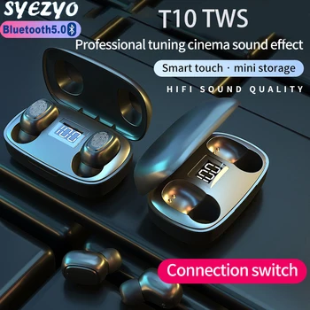 T10 TWS Bluetooth Slušalke 9D Brezžične Stereo Slušalke LED Digitalni Zaslon Čepkov Mini Music za Slušalke Deluje Na Vseh Pametnih telefonih