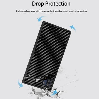 Telefon Primeru za Samsung Galaxy Note 10 Plus Primeru Mehko TPU + Ogljikovih Vlaken za Samsung Note10 Kritje Brezžično Polnjenje Podporo