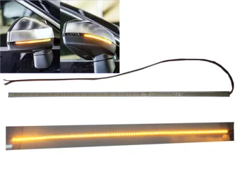 2 Kos Dinamično 60 cm Oranžna dioda LED Avto Strani Vzvratno Ogledalo Trak Svetlobe Vključite Opozorilne Lučke Kazalnika Trakovi