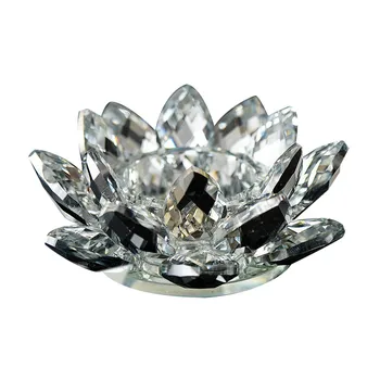 Kristalno Steklo Lotus Candleholder Doma Dekor Cvet Obliko Sveče Čaj Luči Imetnik Svečnik Poroka Stranka Dekor #25