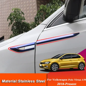 4pcs Avto Styling Za Volkswagen POLO Virtus AW 2018-Predstaviti Avtomobil Strani Listov Ploščo Okrasite Bleščica Listov Odbor Strani Etikete Nalepke