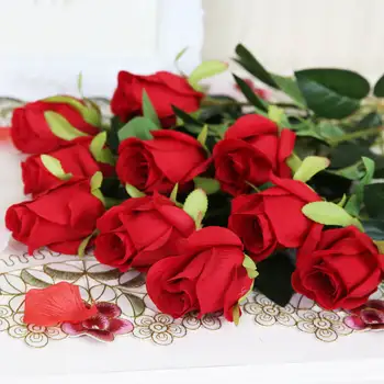 10 pc/set 50 cm Penine Rose Cvetje Snop Rdeče Vrtnice Umetno Cvetlični Šopek Poročni Namizni Dekor Doma Dekoracijo