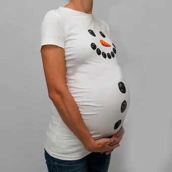 TELOTUNY Snjegović Božič Porodniškega bluzo nosečnice Mama žensk vrh Tees Risanka T Srajce Nosečnosti Tee Vrhovi Oblačila #L