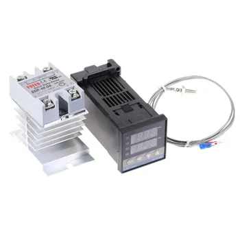Digitalni 100 -240 PID REX-C100 Temperaturni Regulator + max.40A SSR + K Termočlen, PID Krmilnika Nastavljena + hladilnega telesa