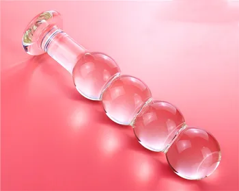 Kristalno velike potegnite kroglice analni čep butt plug vaginalne žogo toplotno odporno steklo analne kroglice dildo steklo, kristal spola igrače, ženska