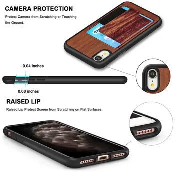 Magnetne Kovine Masivnega lesa+PC+TPU Card Slot Ohišje Za iPhone 12 11 Pro XS Max XR X 8 7 6 Plus Zaščitni Pokrov Nazaj