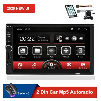 2020 Novo 2 Din avtoradio 7018B Autoradio Ogledalo Povezavo na Zaslonu na Dotik Avdio Radio Bluetooth Video MP5 7