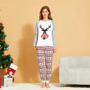 Družina se Ujemanje Božičnih Pižamo Nastavite Mama In Otrok Obleke Snežak Tiskanja Toplo Swearshirt In Hlače za Odrasle 2pcs Oblačila Obleko