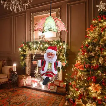 2021 Božič Električni Padalstva Igralec Igra Santa Claus Ornament Dekoracija Lutka Z Glasbo CreativeXmas Dekor Otrok Igrača Darilo