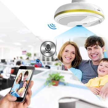 Brezžični WiFi Varnostne Kamere Žarnice Home Security System 360-Stopinjski z Zaznavanje Gibanja, Nočno gledanje za IOS Android APP