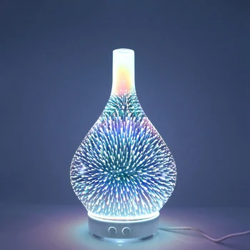 3D Ognjemet Steklene Vaze Obliko Zraka Vlažilnik s 7 Barvni Led Nočna Lučka Aroma eteričnega Olja Difuzor Megle Maker Ultrazvočno Humi