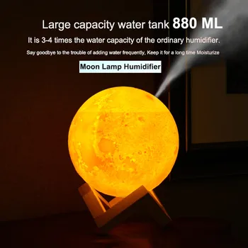 880ML Ultrazvočni Vlažilnik Zraka 3D Luna Lučka lučka Difuzor Aroma eteričnega Olja USB Humidificador Noč Kul Megle čistilec zraka