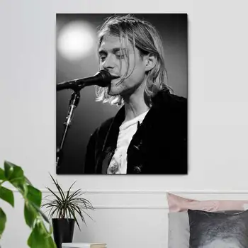 Kurt Cobain Plakat Rock Glasbe je Pevka Star Band Stenskih slikah, Plakatov in Fotografij, Platno za Slikarstvo Sobi Doma Dekor