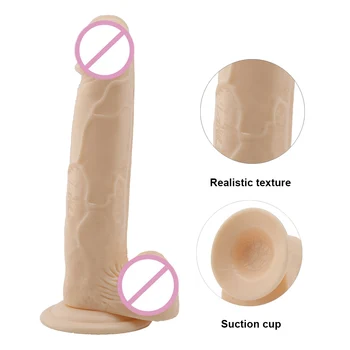 Meso Realističen Dildo z Sesalni Umetni Penis, Dildo, Vibrator za Odrasle Sex Igrače za Ženske Masturbacija Simulacije Dildo