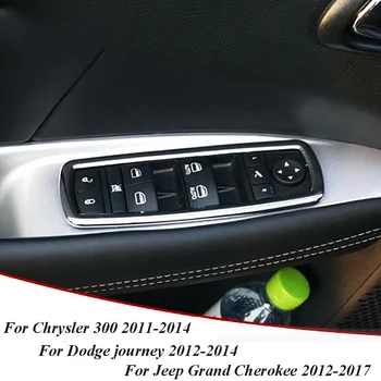 JEAZEA 4Pcs ABS Chrome Vrata, Okna Stikalo Gumb za Kritje Trim Armrest Okvir Za Jeep Grand Cherokee Dodge Journey Chrysler