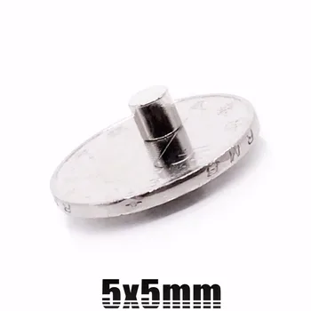 500pcs Neodymium magnetom, 5 x 5 mm Redkih Zemelj majhen, Močan Krog stalnih 5*5 mm hladilnik Elektromagnet NdFeB nickle magnetni DISK